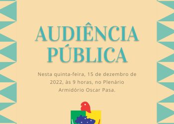 Câmara de Vereadores fará Audiência Pública para debater o orçamento municipal de 2023.