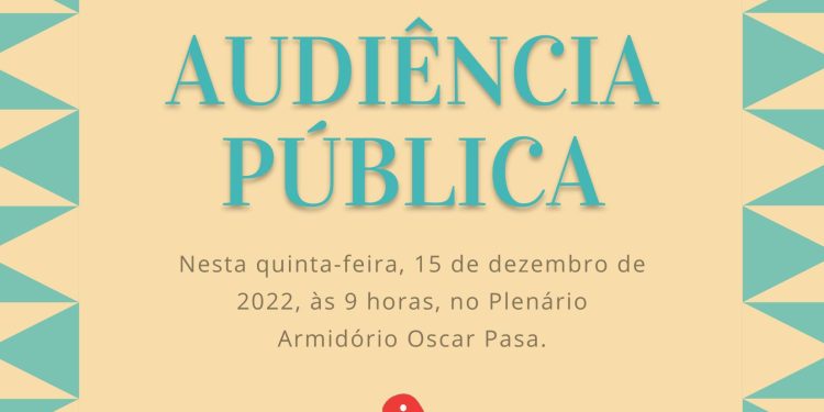 Câmara de Vereadores fará Audiência Pública para debater o orçamento municipal de 2023.